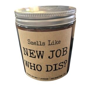 New Organic Soy Candle Smells Like New Job Lavender 60 Hour Burn Time 8oz Gift